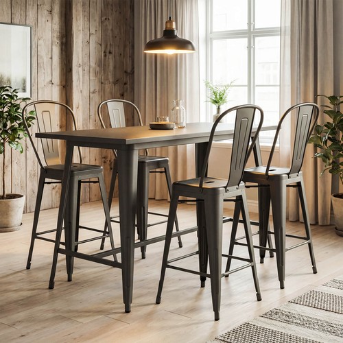 Metal bar stools set 4 - bar,